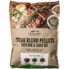 Traeger 18 Lb. Ultimate Steak Blend All-Natural Wood Grilling Pellets with Rub & Sauce Kit Image 1