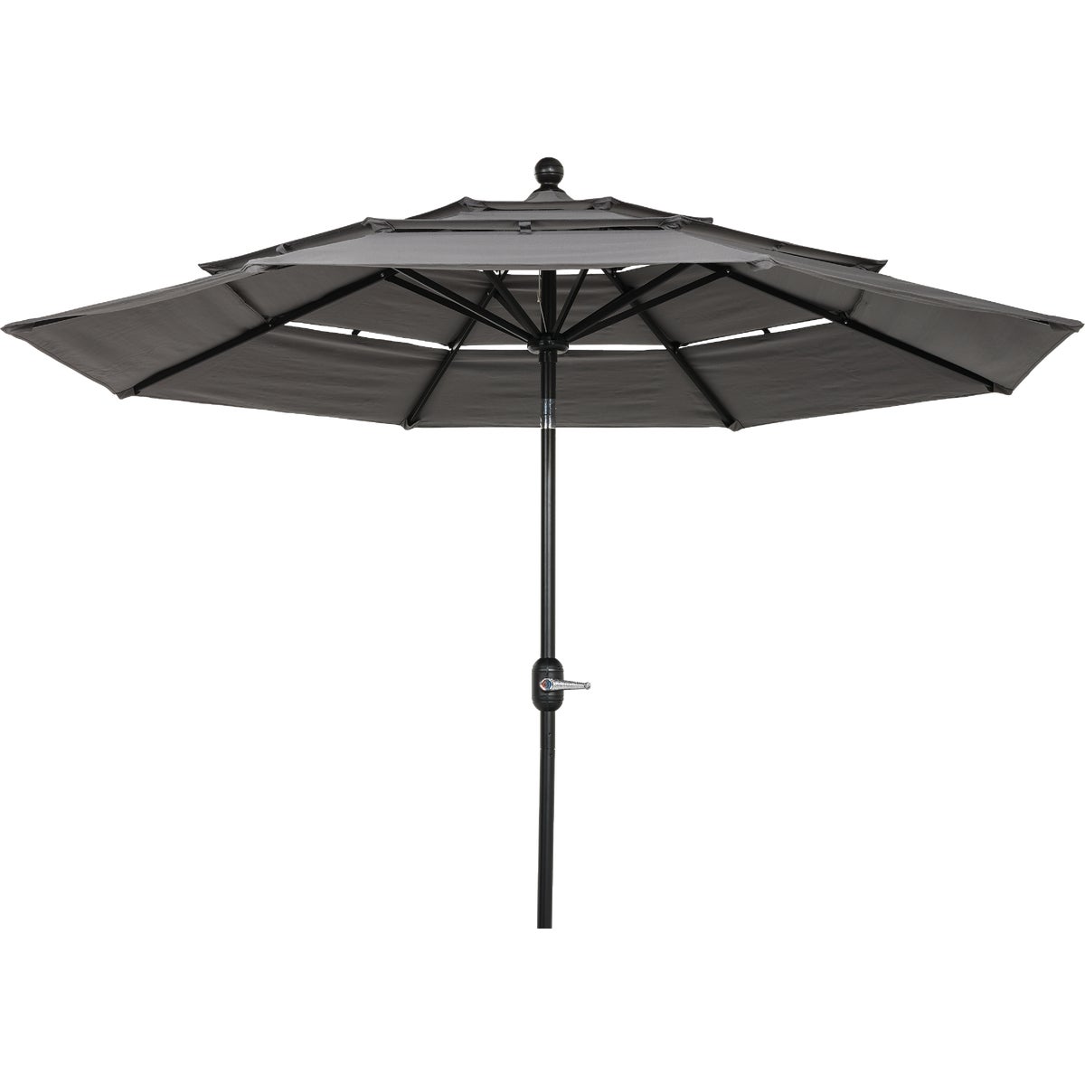 9 Ft. 3-Tier Tilt/Crank Smoke Gray Patio Umbrella - PFAS Free