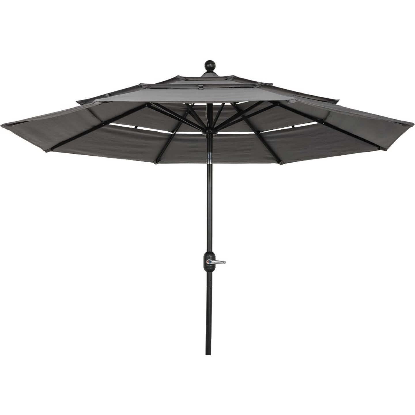 9 Ft. 3-Tier Tilt/Crank Smoke Gray Patio Umbrella - PFAS Free Image 1