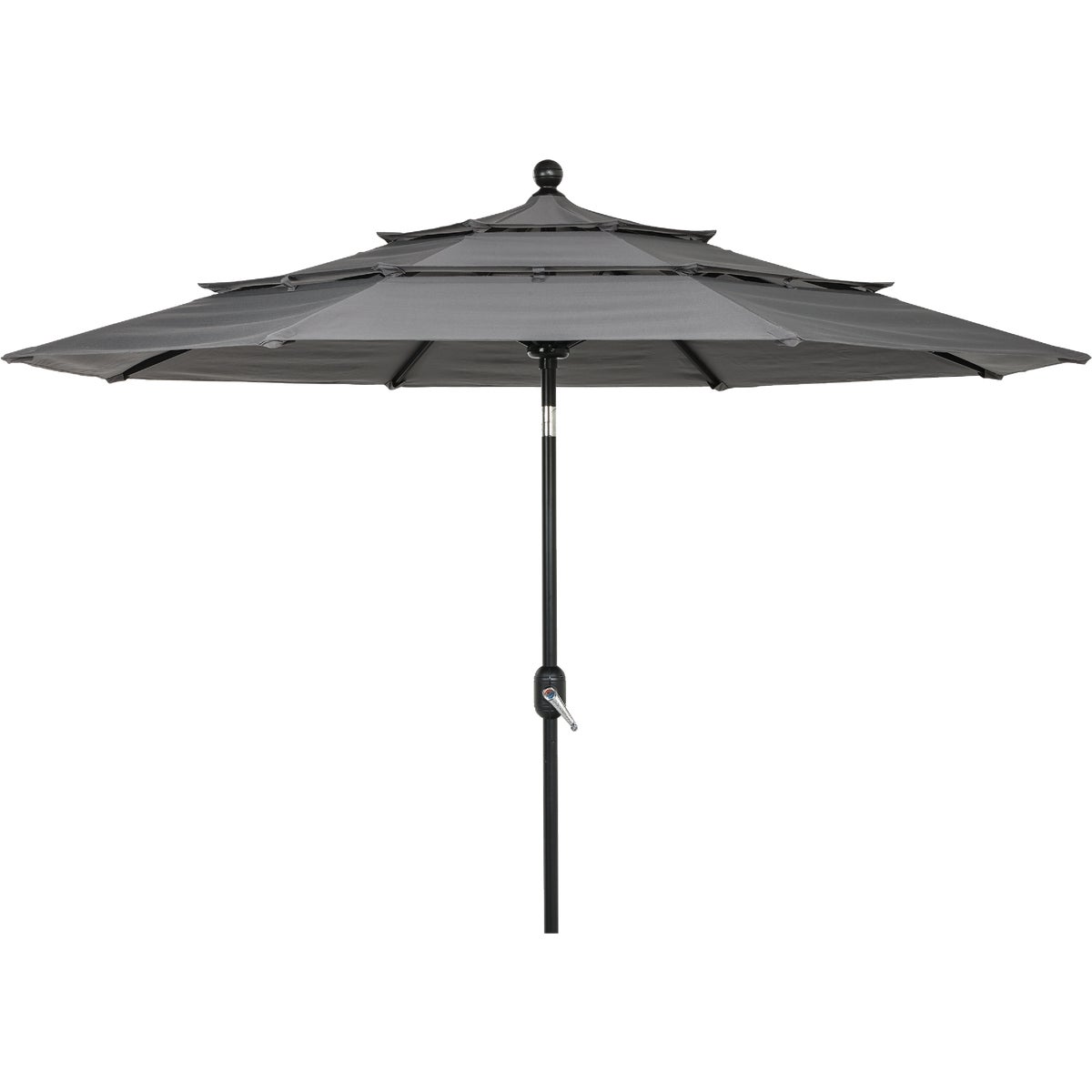 9 Ft. 3-Tier Tilt/Crank Smoke Gray Patio Umbrella - PFAS Free Image 4