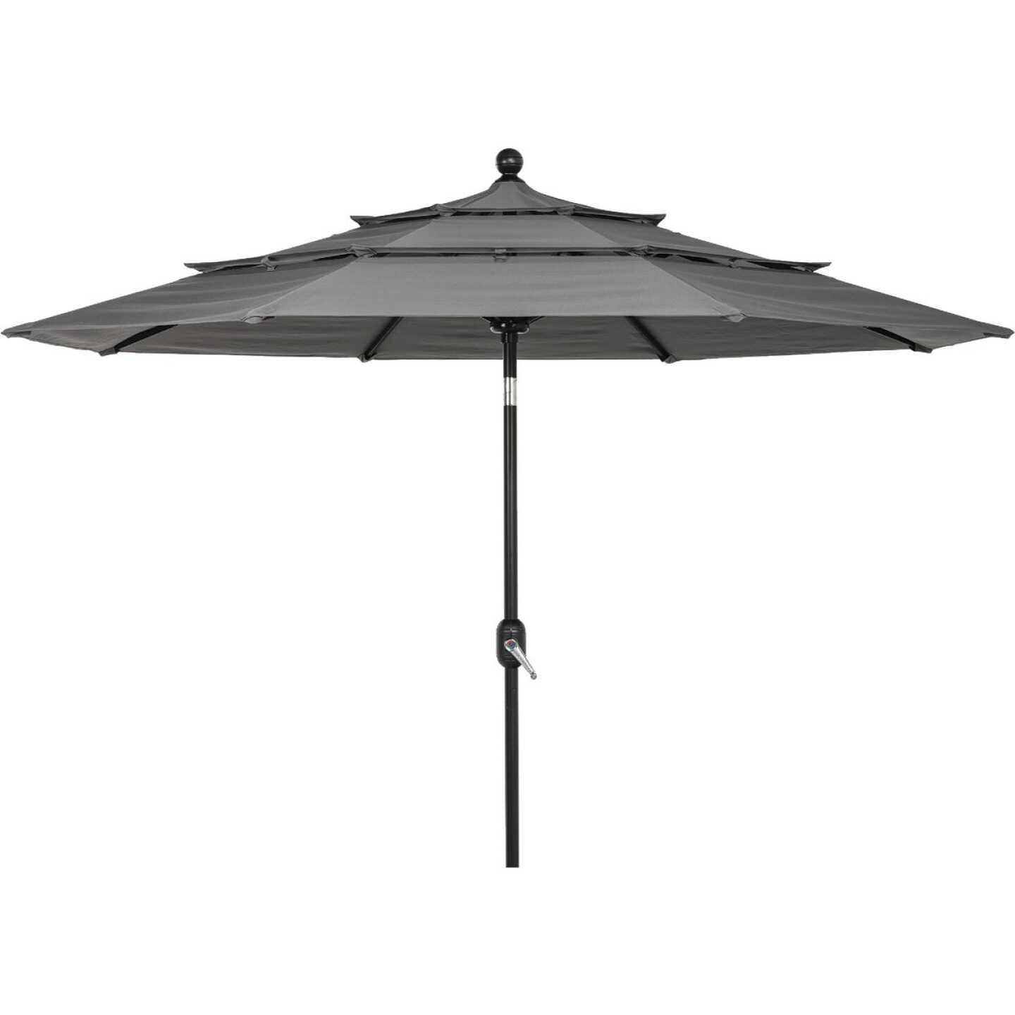 9 Ft. 3-Tier Tilt/Crank Smoke Gray Patio Umbrella - PFAS Free Image 4