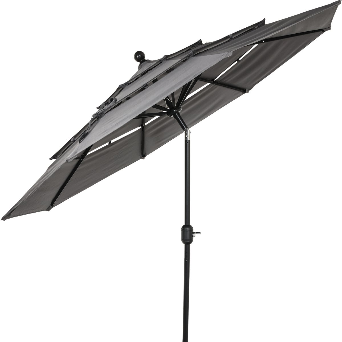 9 Ft. 3-Tier Tilt/Crank Smoke Gray Patio Umbrella - PFAS Free Image 3