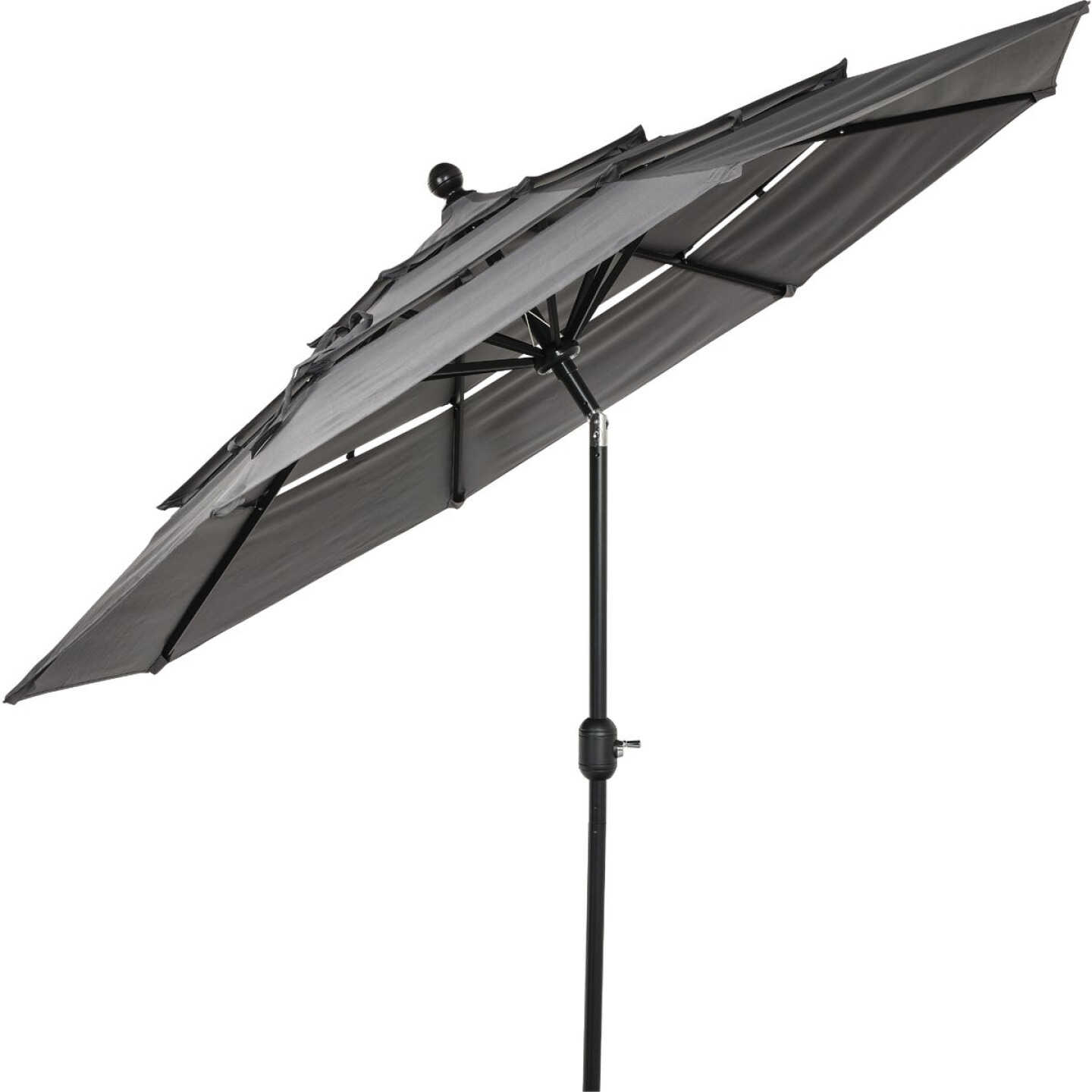 9 Ft. 3-Tier Tilt/Crank Smoke Gray Patio Umbrella - PFAS Free Image 3