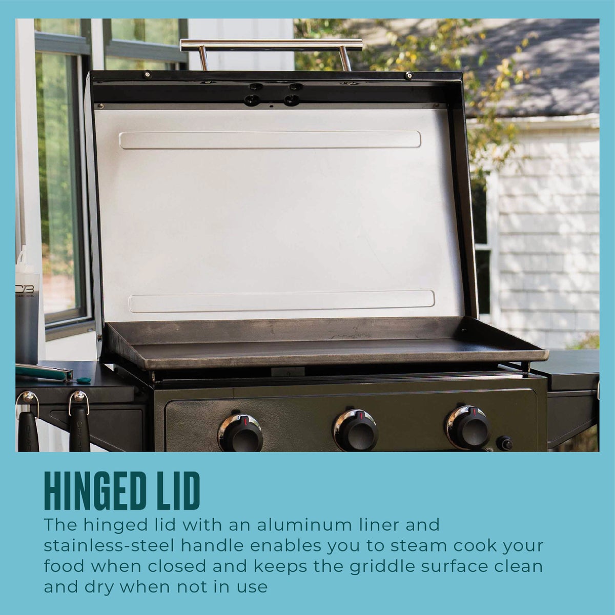 Char-Broil 28 In. XL Performance Series Propane Gas Griddle with Cart 3 Burner Flat Top Grill, Black Image 3