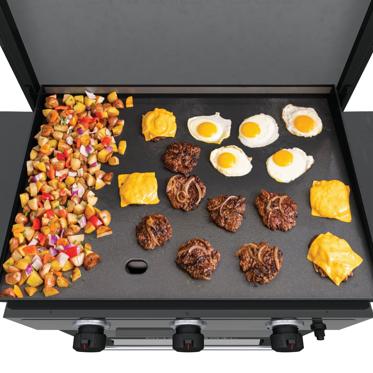 Char-Broil 28 In. XL Performance Series Propane Gas Griddle with Cart 3 Burner Flat Top Grill, Black Image 6