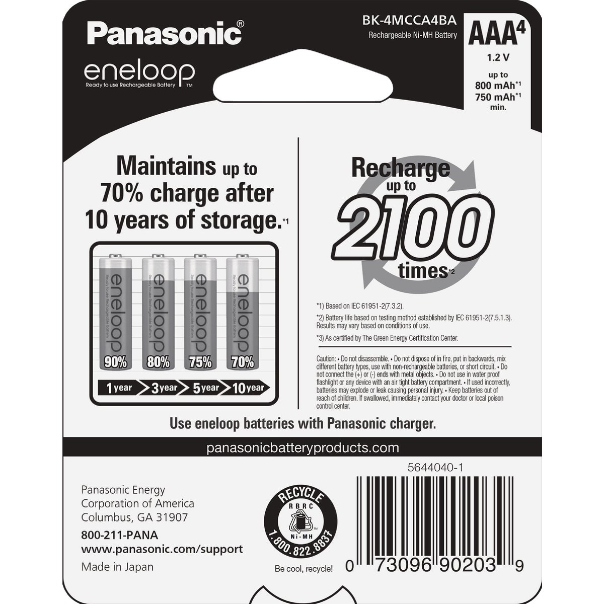 Panasonic Eneloop AAA Ni-MH Pre-Charged Rechargeable Solar Batteries (4-Pack) Image 2