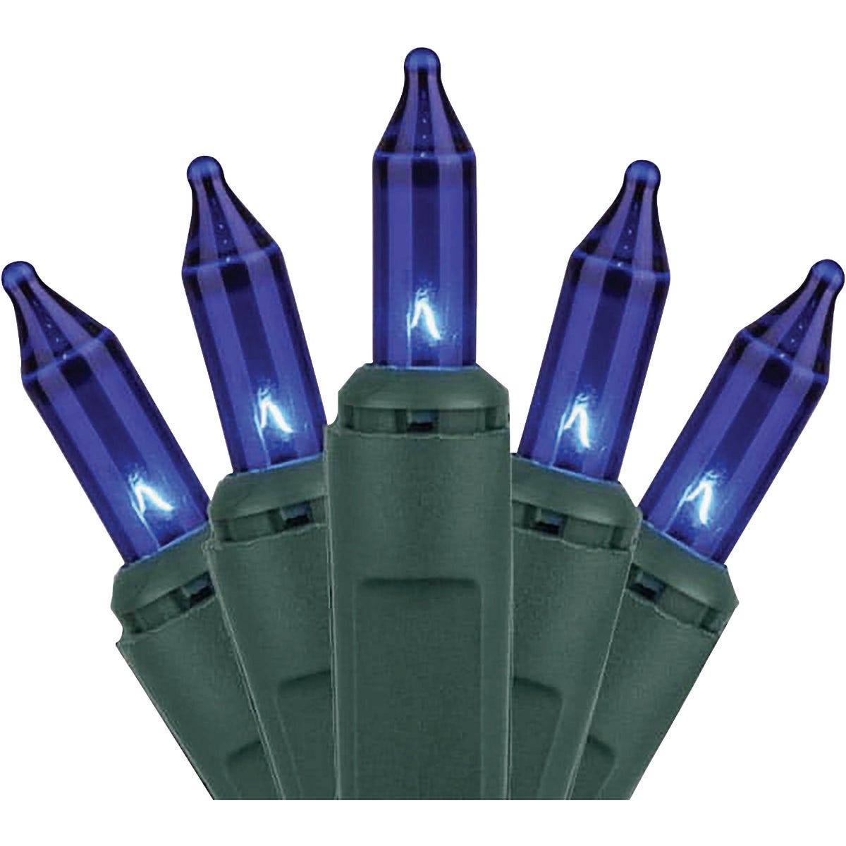 Home Impressions Blue 100-Bulb Mini Incandescent String Light Set with Green Wire Image 1