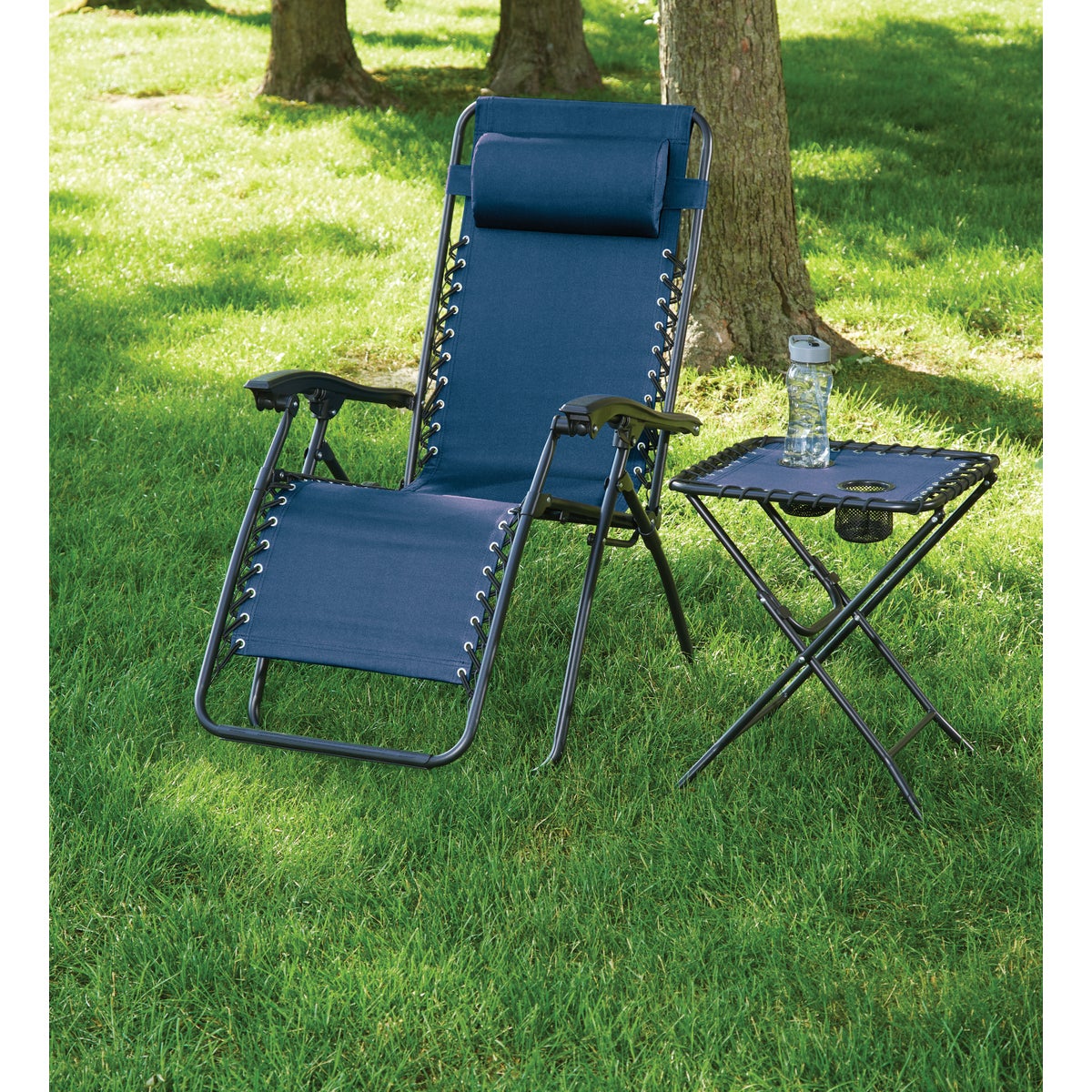 Outdoor Expressions Zero Gravity Relaxer Blue Convertible Lounge Chair Image 2