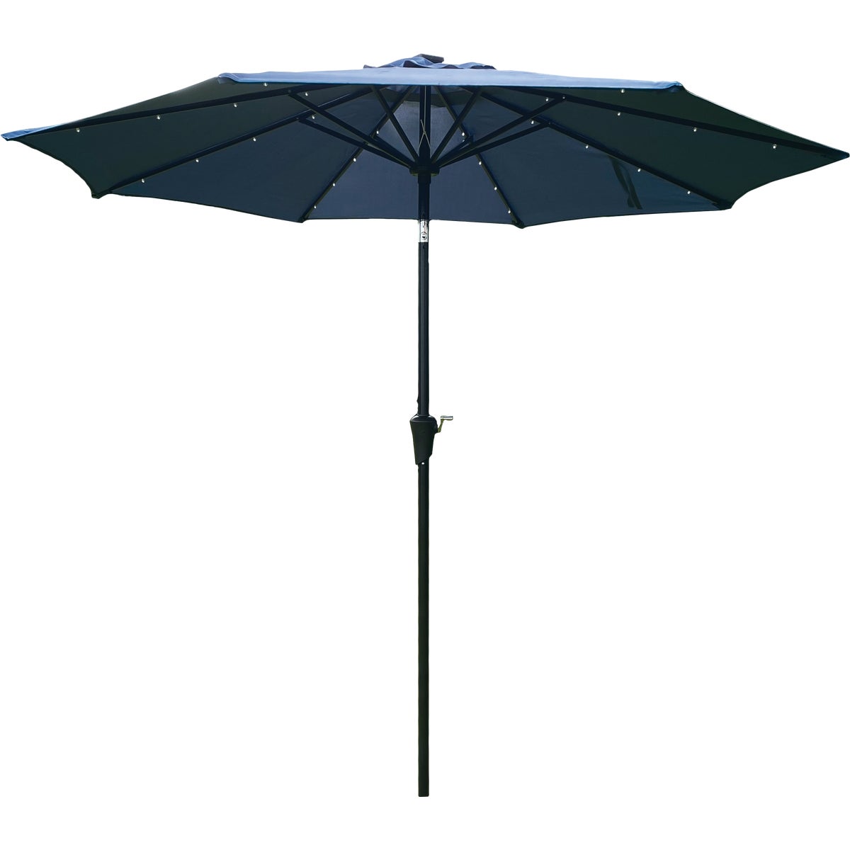 9 Ft. Aluminum Tilt/Crank Heather Blue Patio Umbrella with Solar LED Lights - PFAS Free Image 3