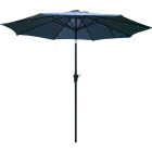 9 Ft. Aluminum Tilt/Crank Heather Blue Patio Umbrella with Solar LED Lights - PFAS Free Image 3