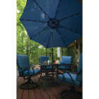 9 Ft. Aluminum Tilt/Crank Heather Blue Patio Umbrella with Solar LED Lights - PFAS Free Image 2