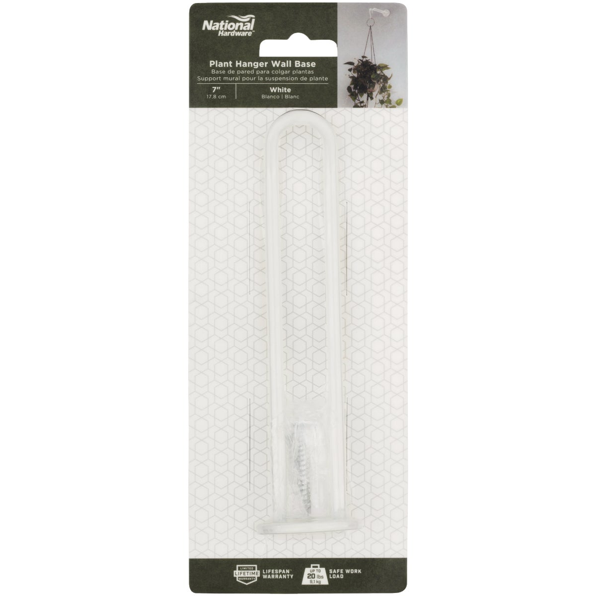 National Hardware 7 In. White Steel Wall Base Plant Hanger Image 3