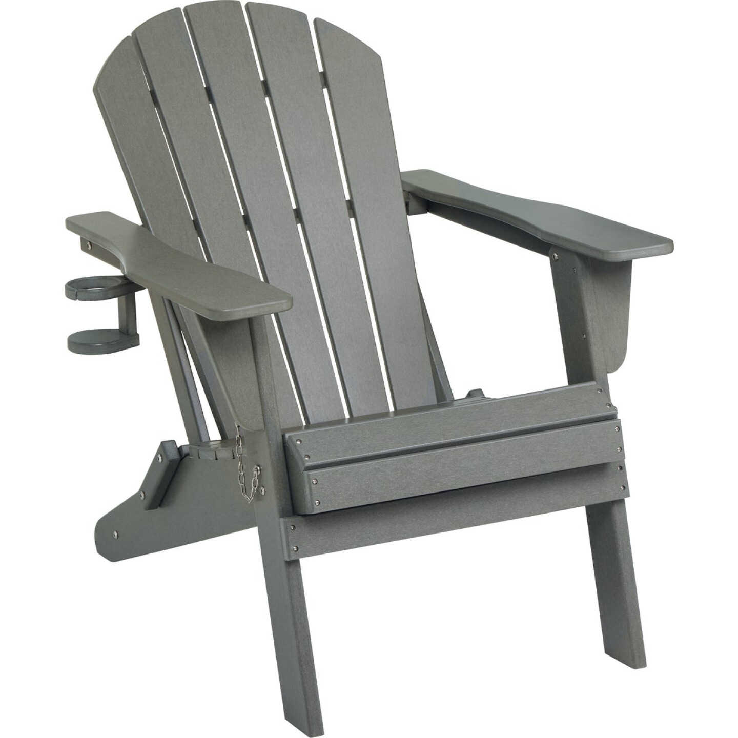 Outdoor Expressions Gray HDPE Adirondack Chair Image 1