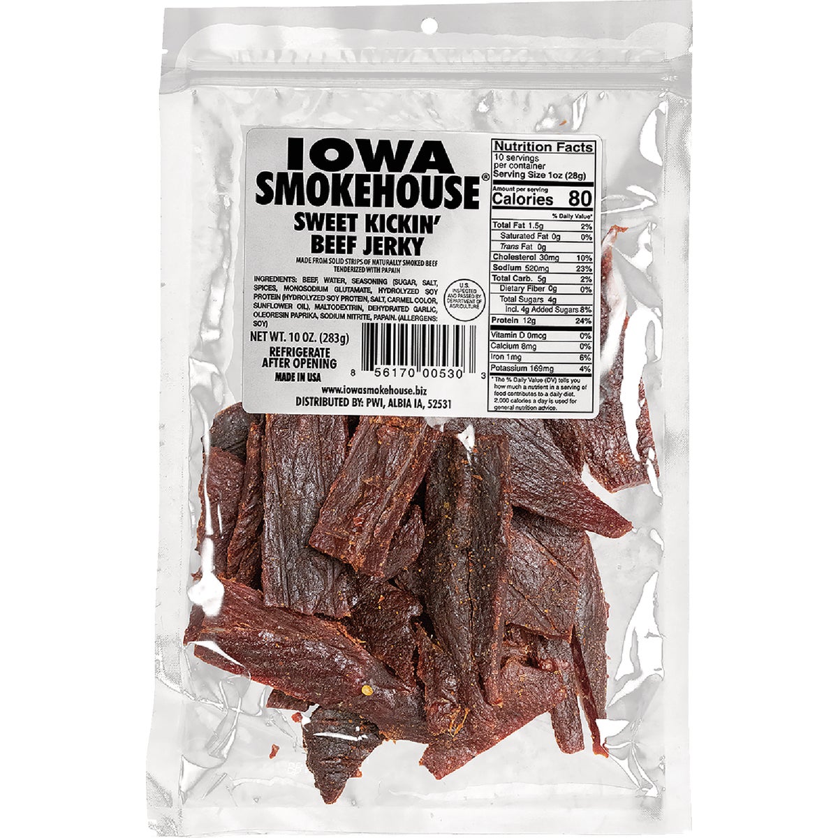 Iowa Smokehouse 10 Oz. Sweet Kickin' Beef Jerky Image 1