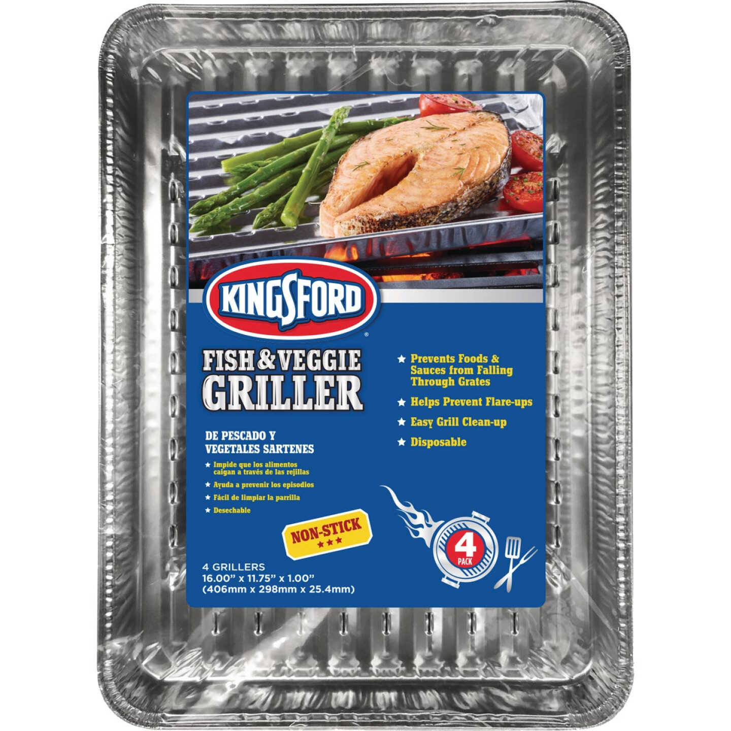 Kingsford Non-Stick Aluminum 11.75 In. W. x 16 In. L. Fish & Veggie Griller Pan (4-Pack) Image 1
