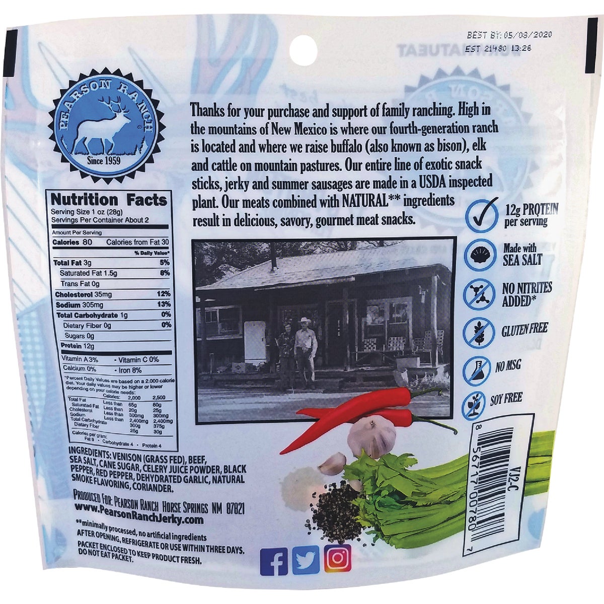 Pearson Ranch Jerky 2.1 Oz. All-Natural Venison Jerky Image 3