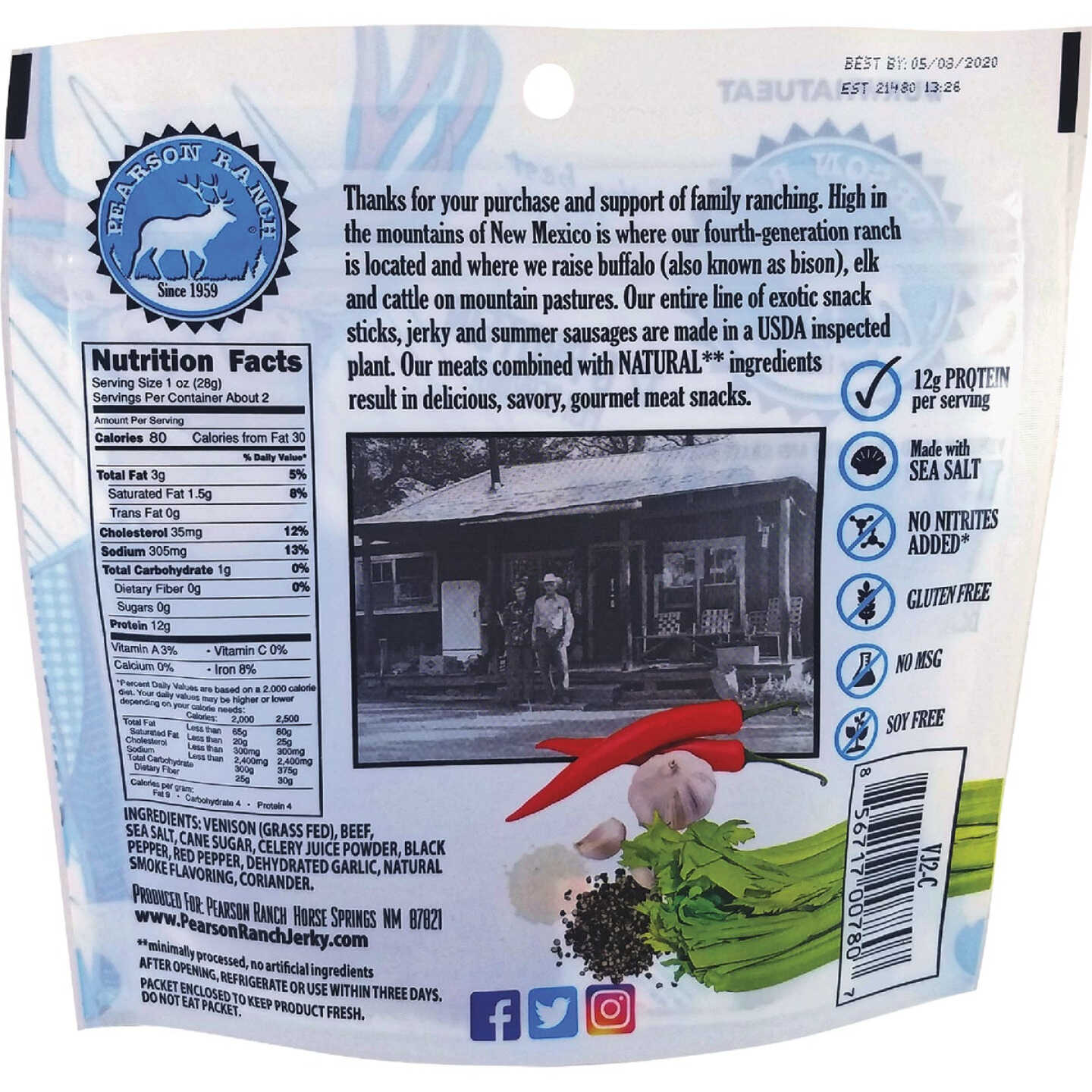 Pearson Ranch Jerky 2.1 Oz. All-Natural Venison Jerky Image 3