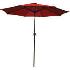 9 Ft. Aluminum Tilt/Crank Crimson Red Patio Umbrella with Solar LED Lights - PFAS Free Image 2