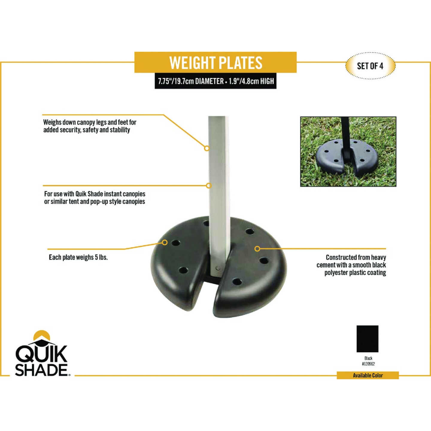 ShelterLogic Quik Shade (4) 5 Lb. Cement Canopy Weight (4-Pack) Image 2