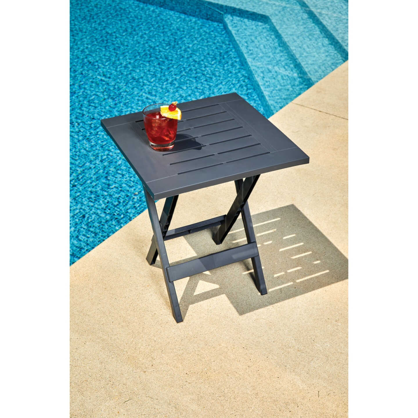 Gracious Living Quick-Fold 17 In. Square Flat Gray Folding Side Table Image 2