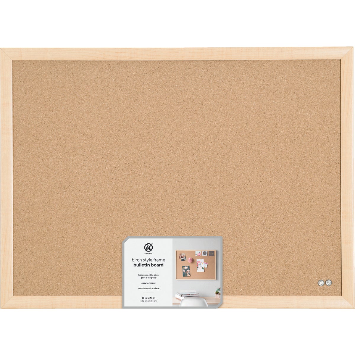 U Brands 23 In. x 17 In. Cork Bulletin Board