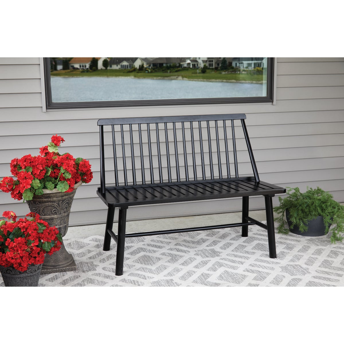 Jack Post Windsor 44 In. L. Black Indonesian Hardwood Bench Image 2
