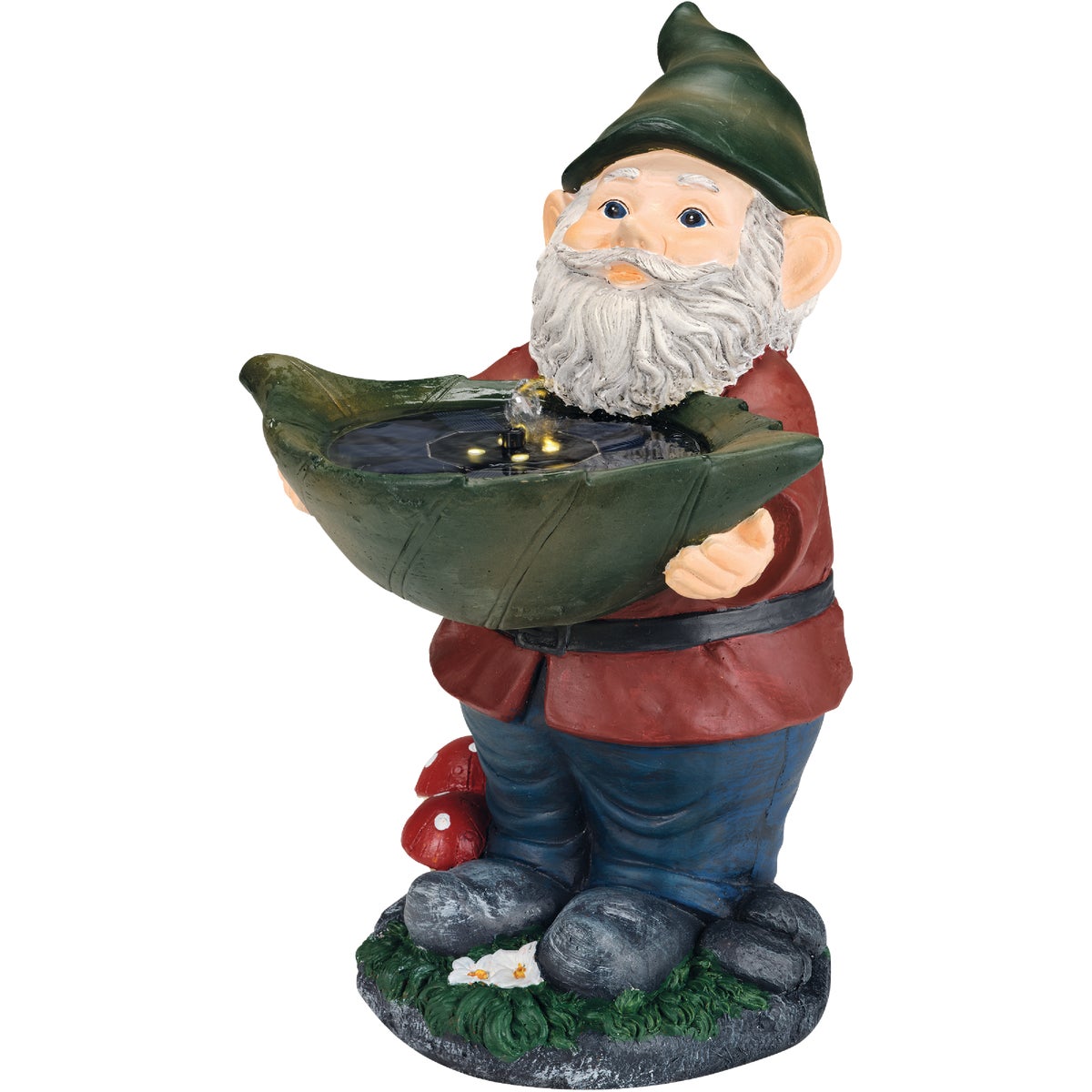 Lumineo 12.8 In. W. x 17.3 In. H. x 11.6 In. L. Glassfiber Reinforced Concrete Gnome Solar Fountain