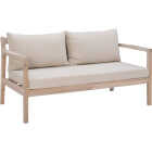 Linon Svana 58.25 In. W. x 31 In. D. Natural Finish Wood Sofa with Beige Cushions Image 1