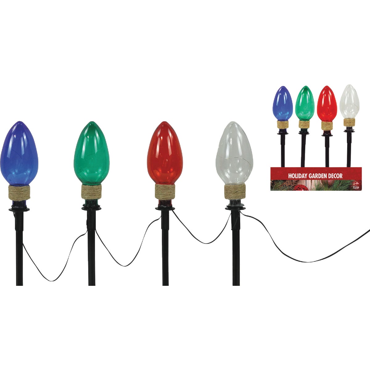 Alpine Christmas Light Bulb Garden Pathway Light Stake (4-Count)