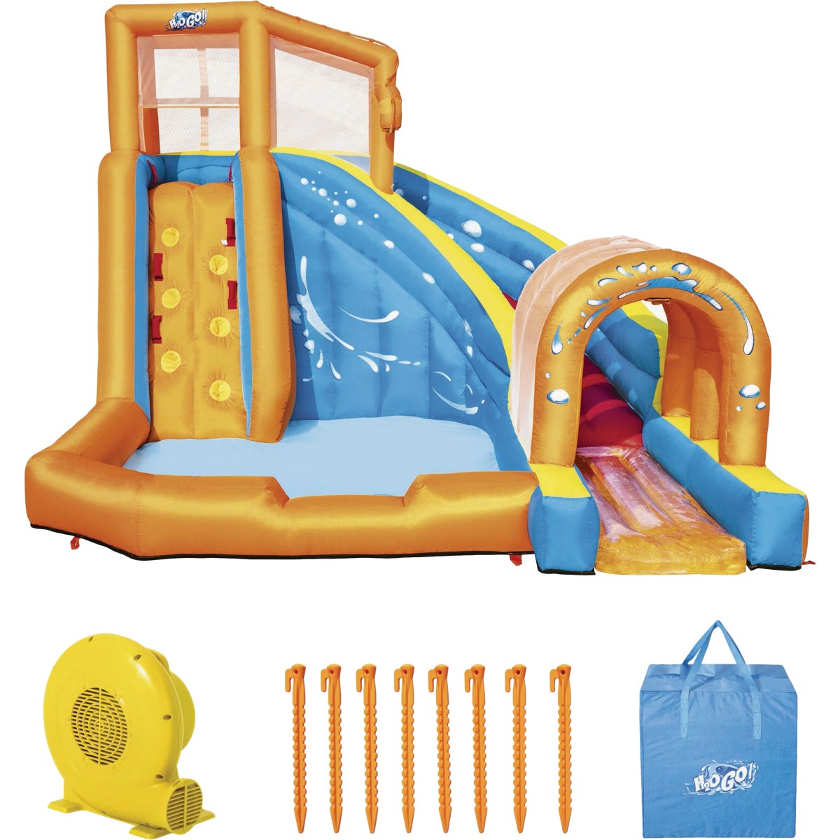 H2OGO! 13 Ft. 9 In. x 10 Ft. 6 In. x 8 Ft. 6 In. Hurricane Tunnel Blast Mega Water Park
