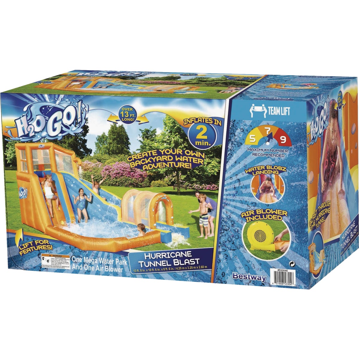 H2OGO! 13 Ft. 9 In. x 10 Ft. 6 In. x 8 Ft. 6 In. Hurricane Tunnel Blast Mega Water Park Image 2