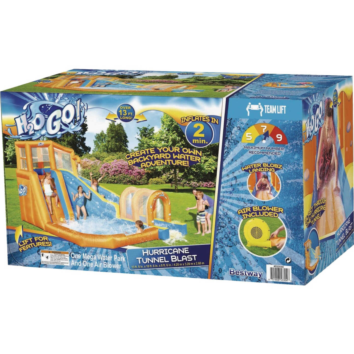 H2OGO! 13 Ft. 9 In. x 10 Ft. 6 In. x 8 Ft. 6 In. Hurricane Tunnel Blast Mega Water Park Image 2