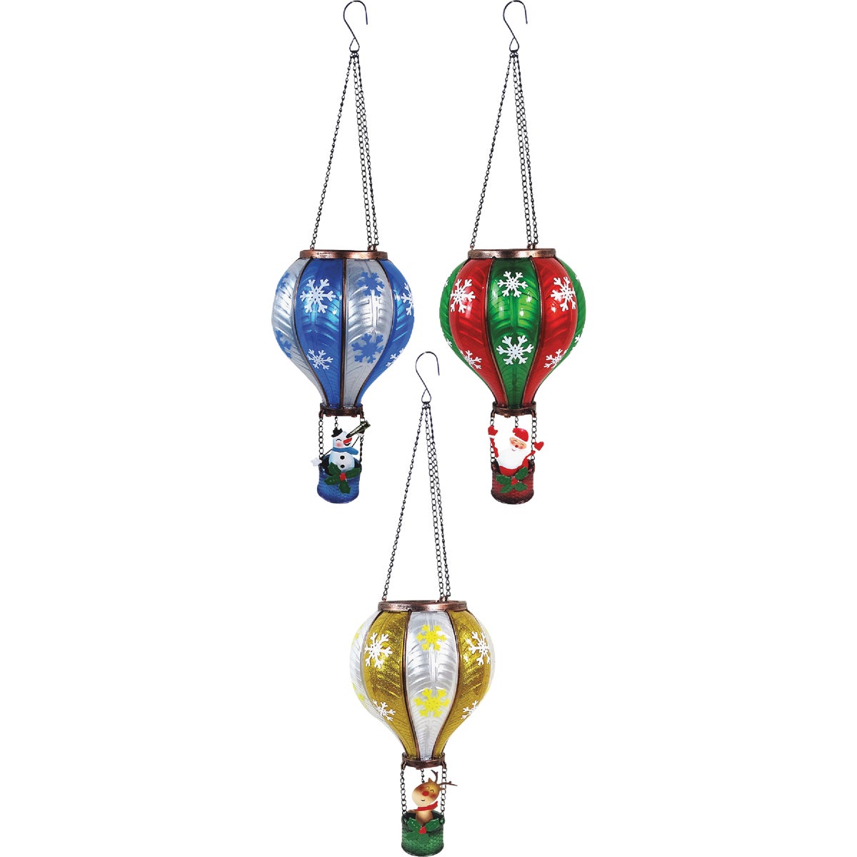 Alpine Solar Snowflake Hot Air Balloon Hanging Decor with Stand