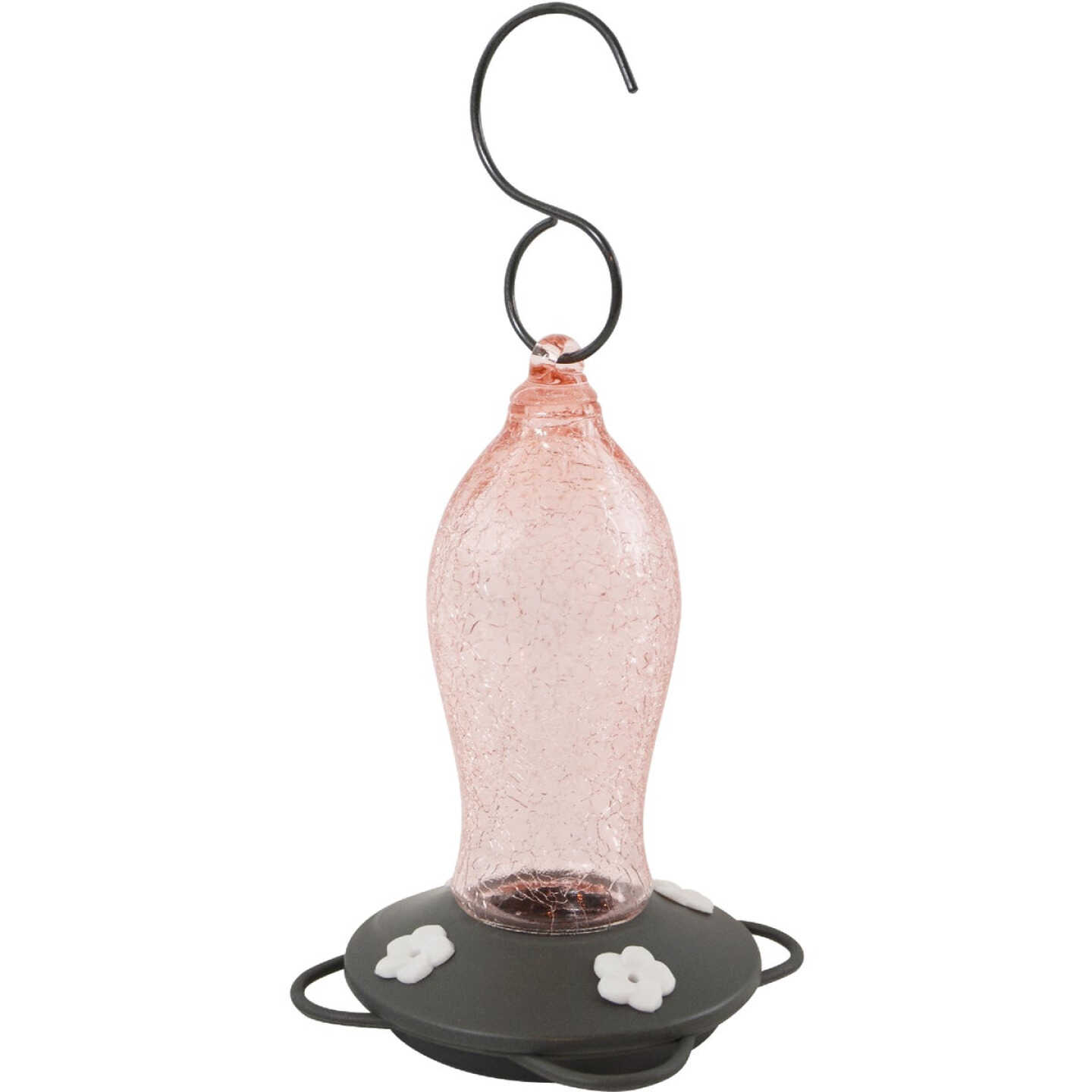Nature's Way 16 Oz. Blush Crackle Glass Artisan Gravity Hummingbird Feeder Image 1