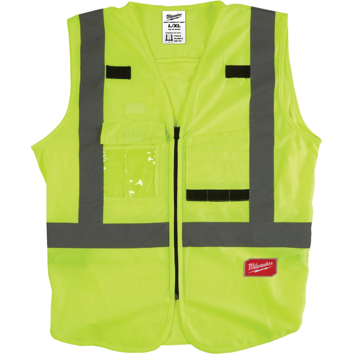 Milwaukee ANSI Class 2 Hi Vis Yellow Safety Vest, Large/XL