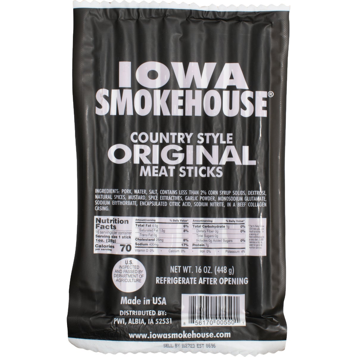 Iowa Smokehouse 16 Oz. Original Country Style Meat Stick Jerky Image 1