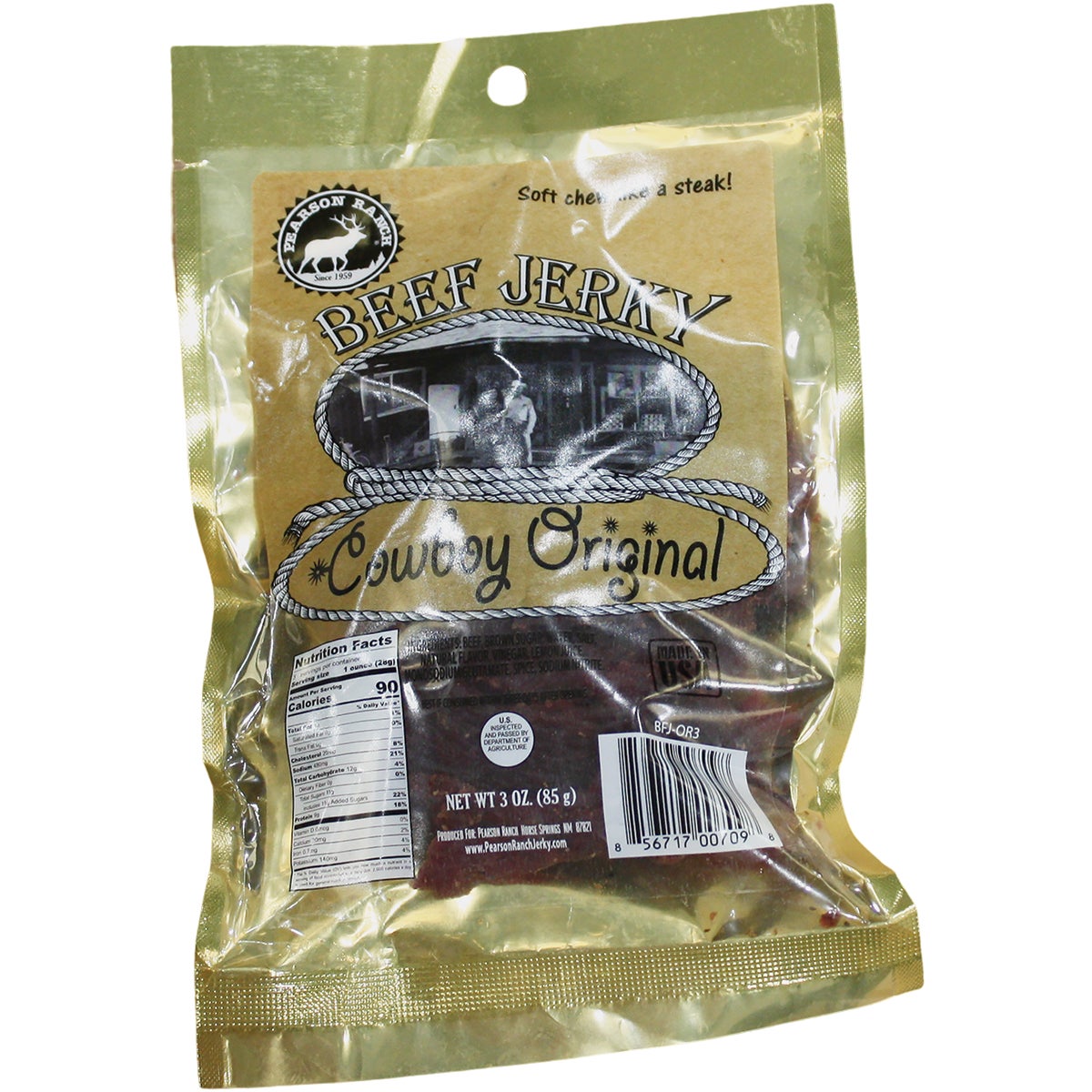 Pearson Ranch Jerky 3 Oz. Cowboy Original Premium Whole Muscle Jerky Image 2