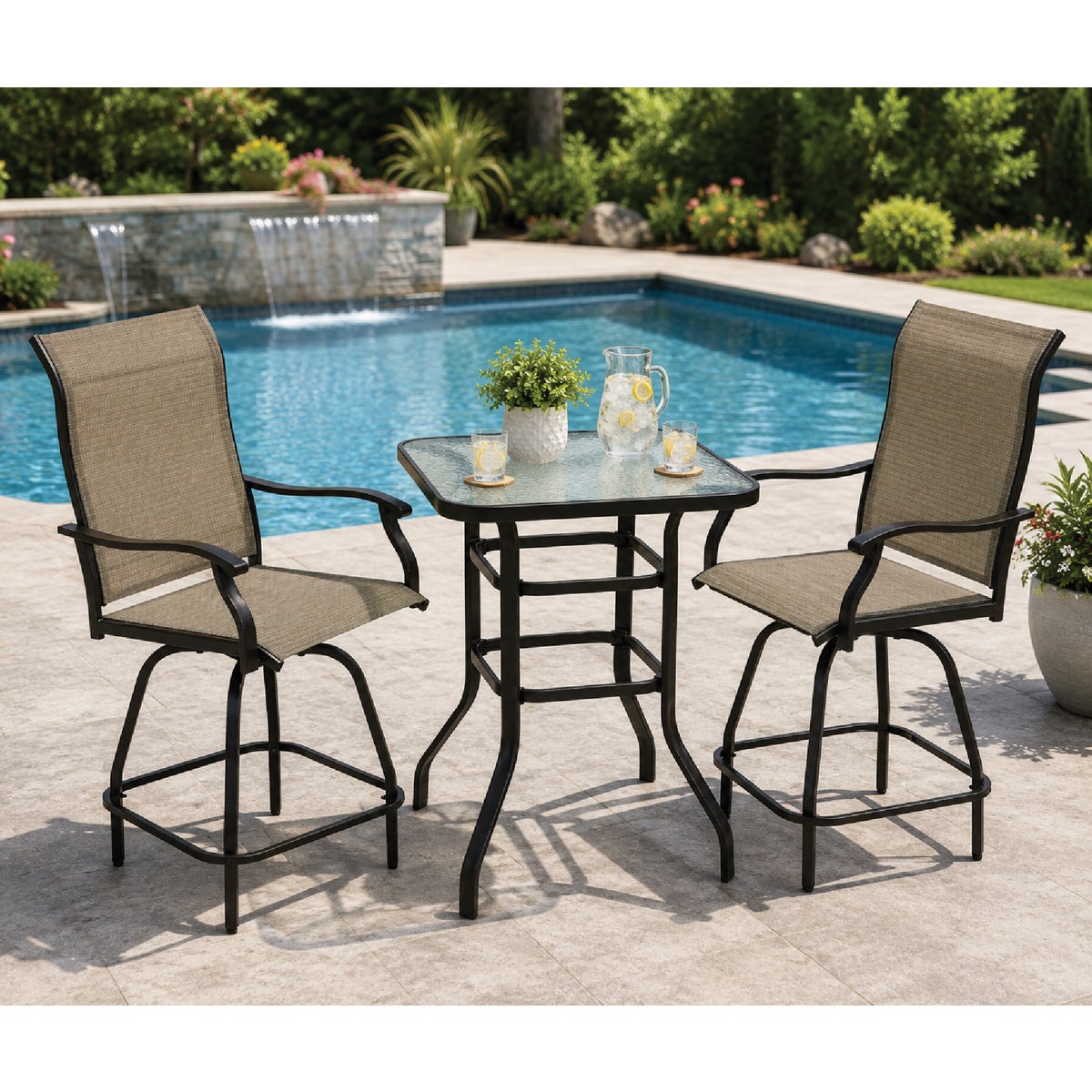 StyleBuilt 3-Piece High-Top Outdoor Bar Set Image 2