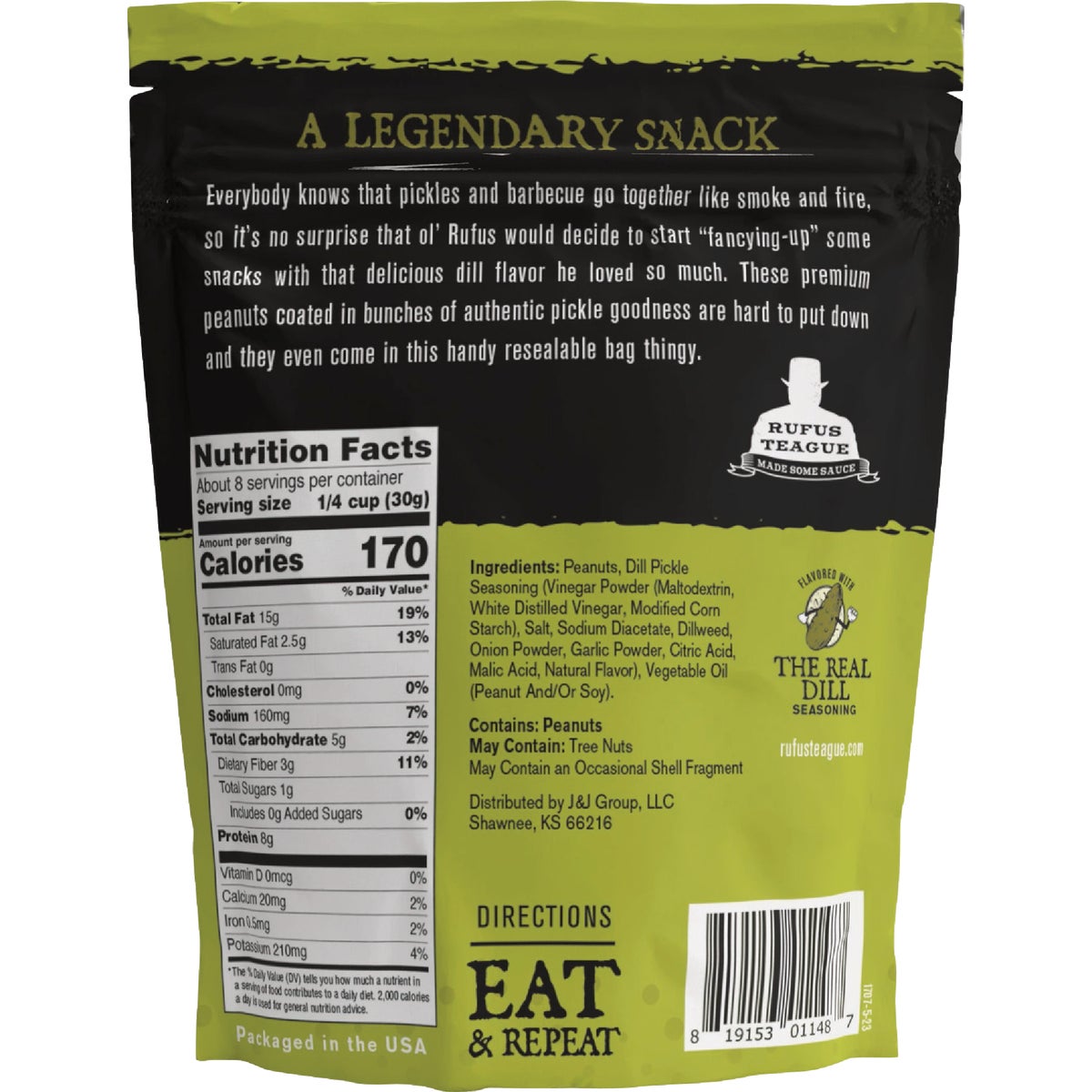 Rufus Teague 9 Oz. Dill Pickle Peanuts Image 2