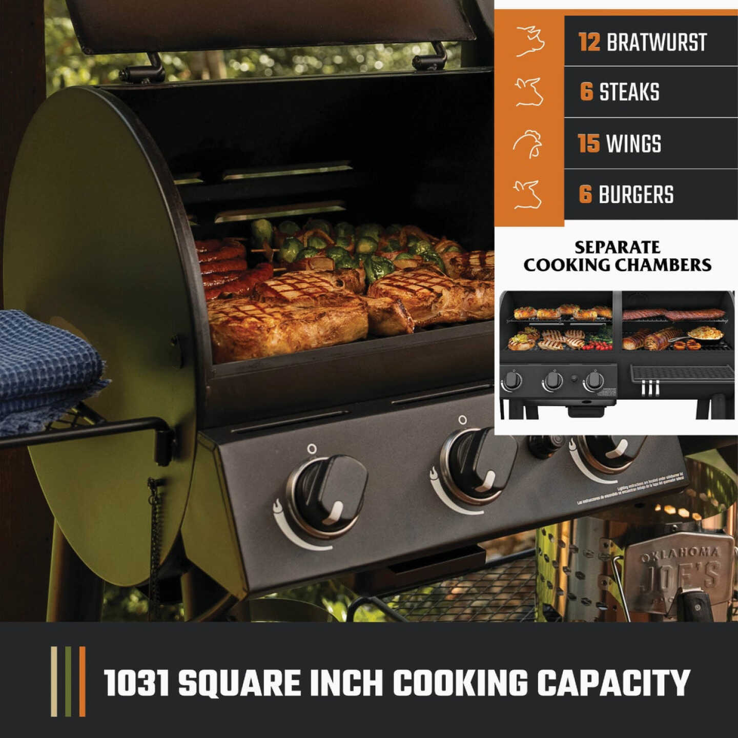 Oklahoma Joe's Canyon Combo Charcoal/Gas Smoker & Grill Image 4