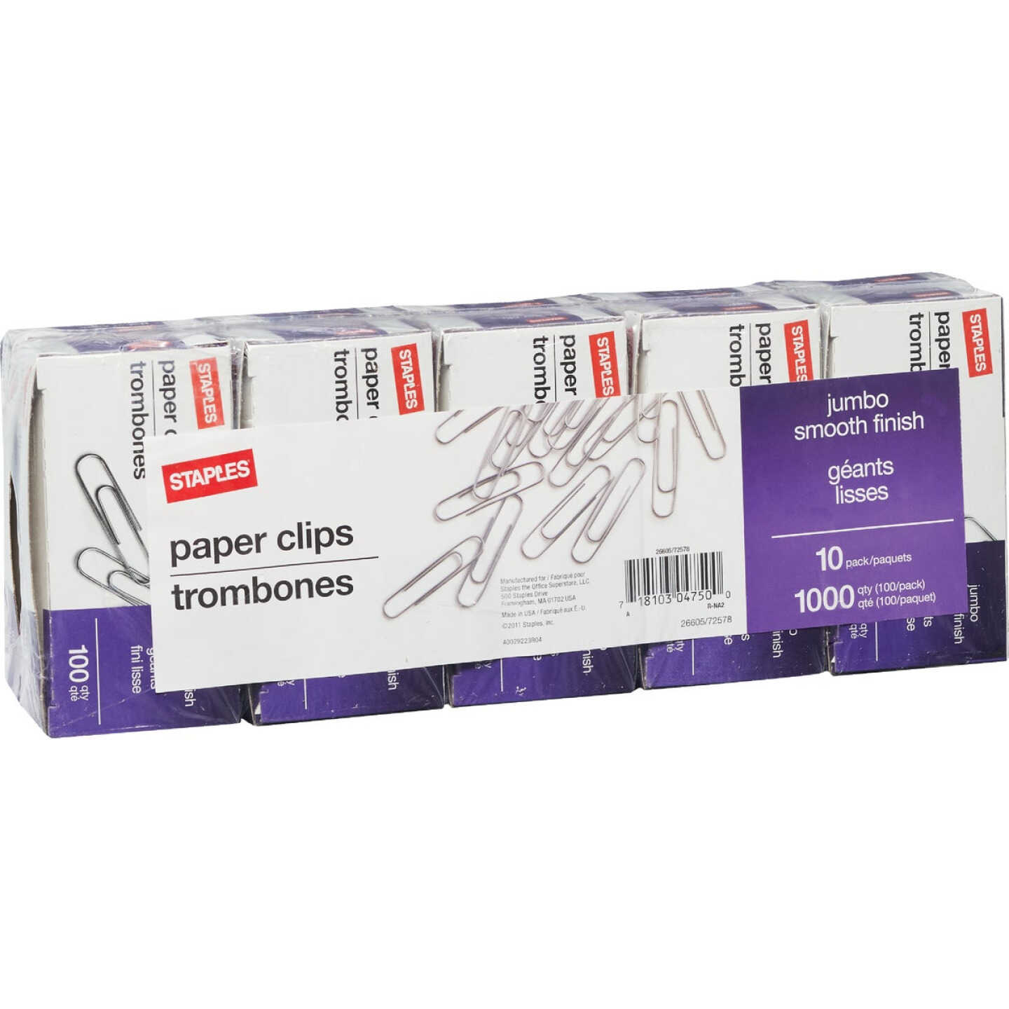 Staples Jumbo Smooth Paper Clips (1000-Pack) Image 2