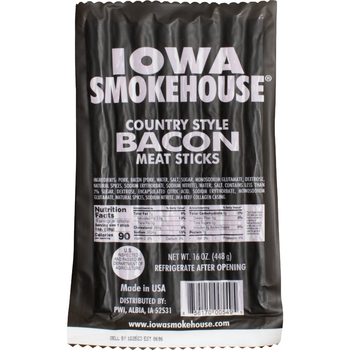 Iowa Smokehouse 16 Oz. Country Style Bacon Meat Stick Jerky