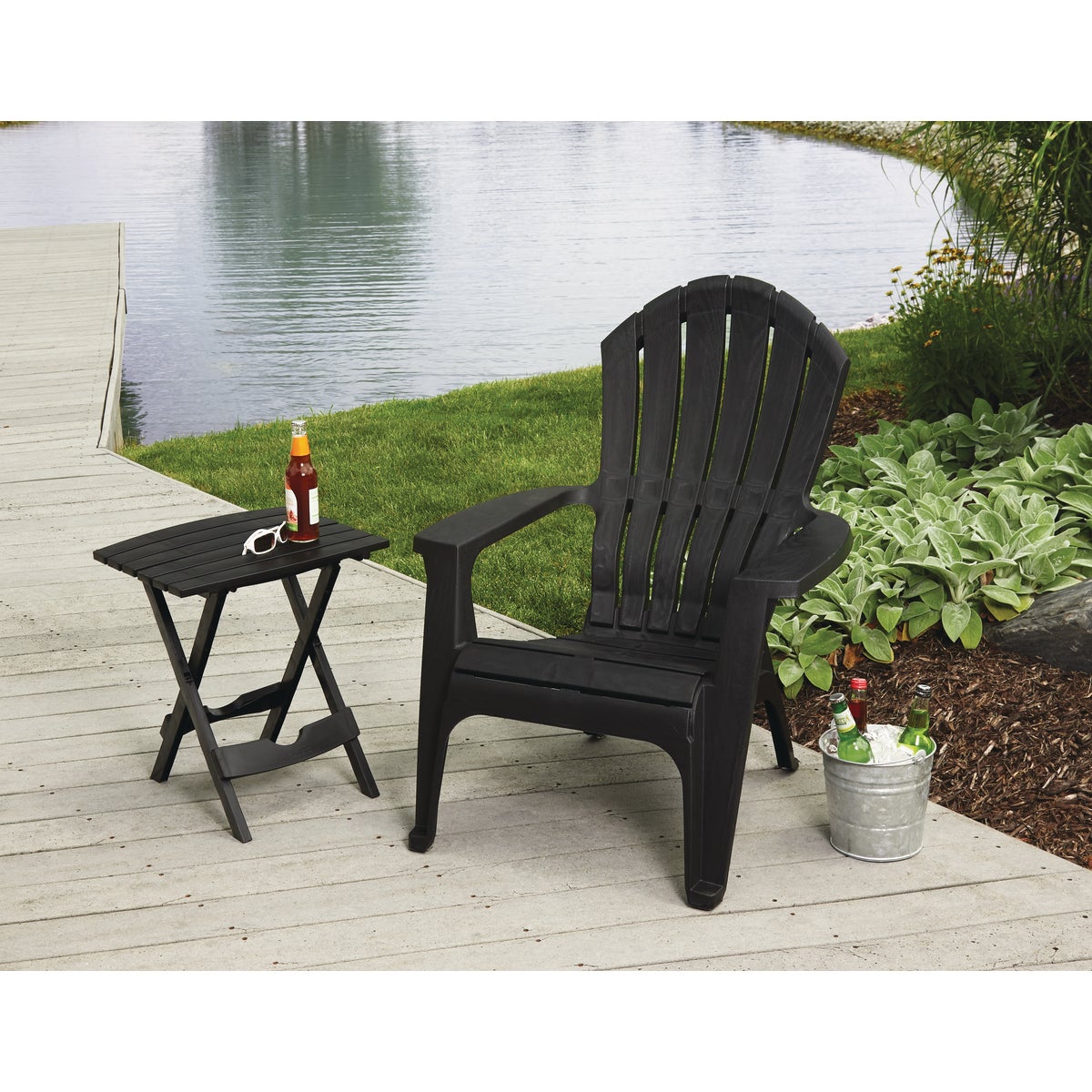 Adams Quik-Fold Black 15.25 In. W. x 17.38 In. L. Rectangle Poly Table Image 2