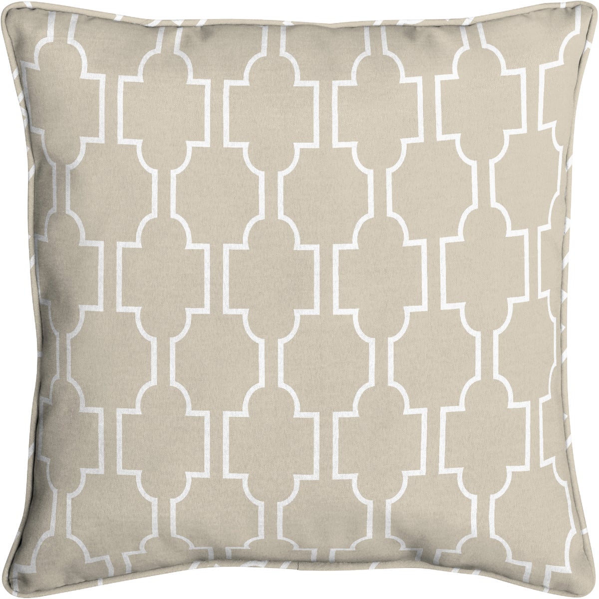 Oceantex 18 In. W. x 5.5 In. H. x 18 In. L. Recycled Polyester Farley Trellis Tan Pillow