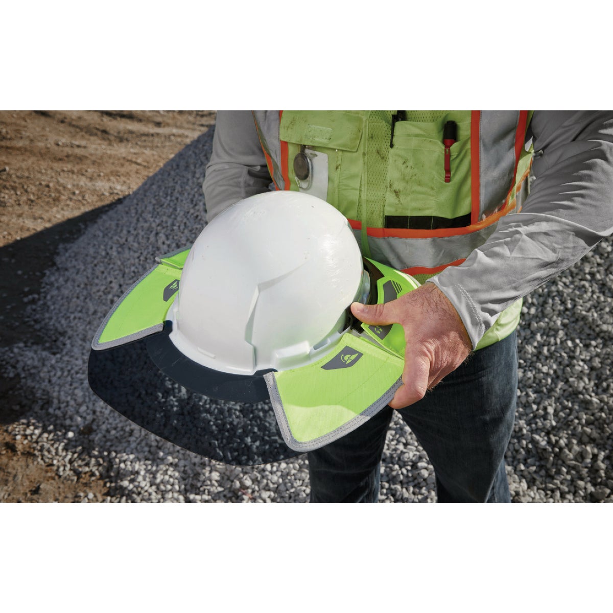 Milwaukee Bolt Hi-Vis Yellow Nylon Hard Hat Sun Visor with 50+UPF UV Protection Image 2