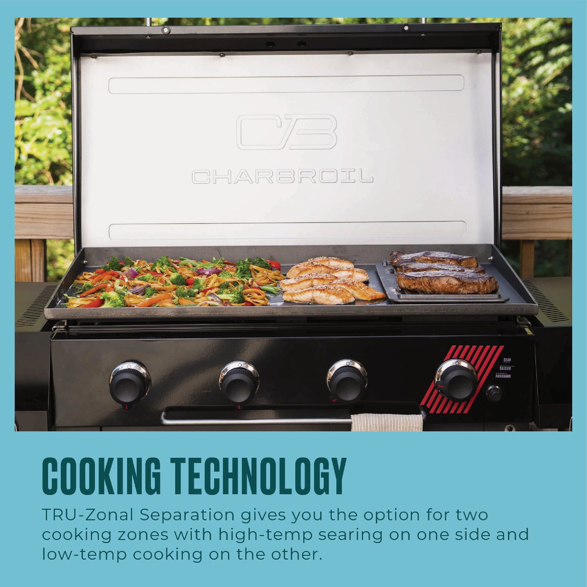 Char-Broil 36 In. Performance Series Deluxe Propane Gas Griddle with Cart 4 Burner Flat Top Grill, Black Image 5