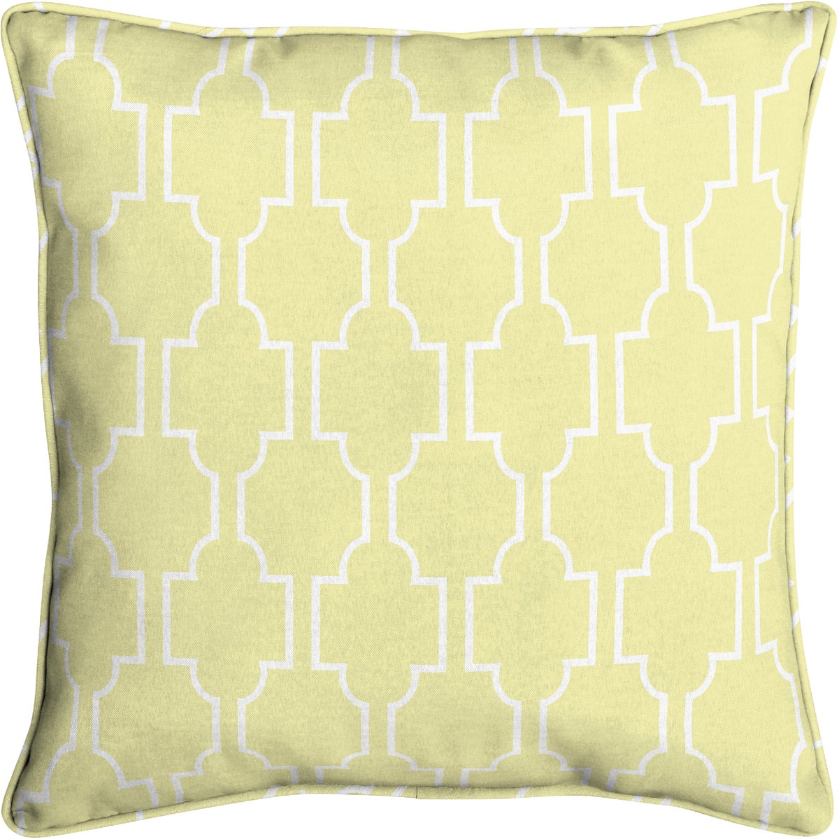 Oceantex 18 In. W. x 5.5 In. H. x 18 In. L. Recycled Polyester Farley Trellis Yellow Pillow