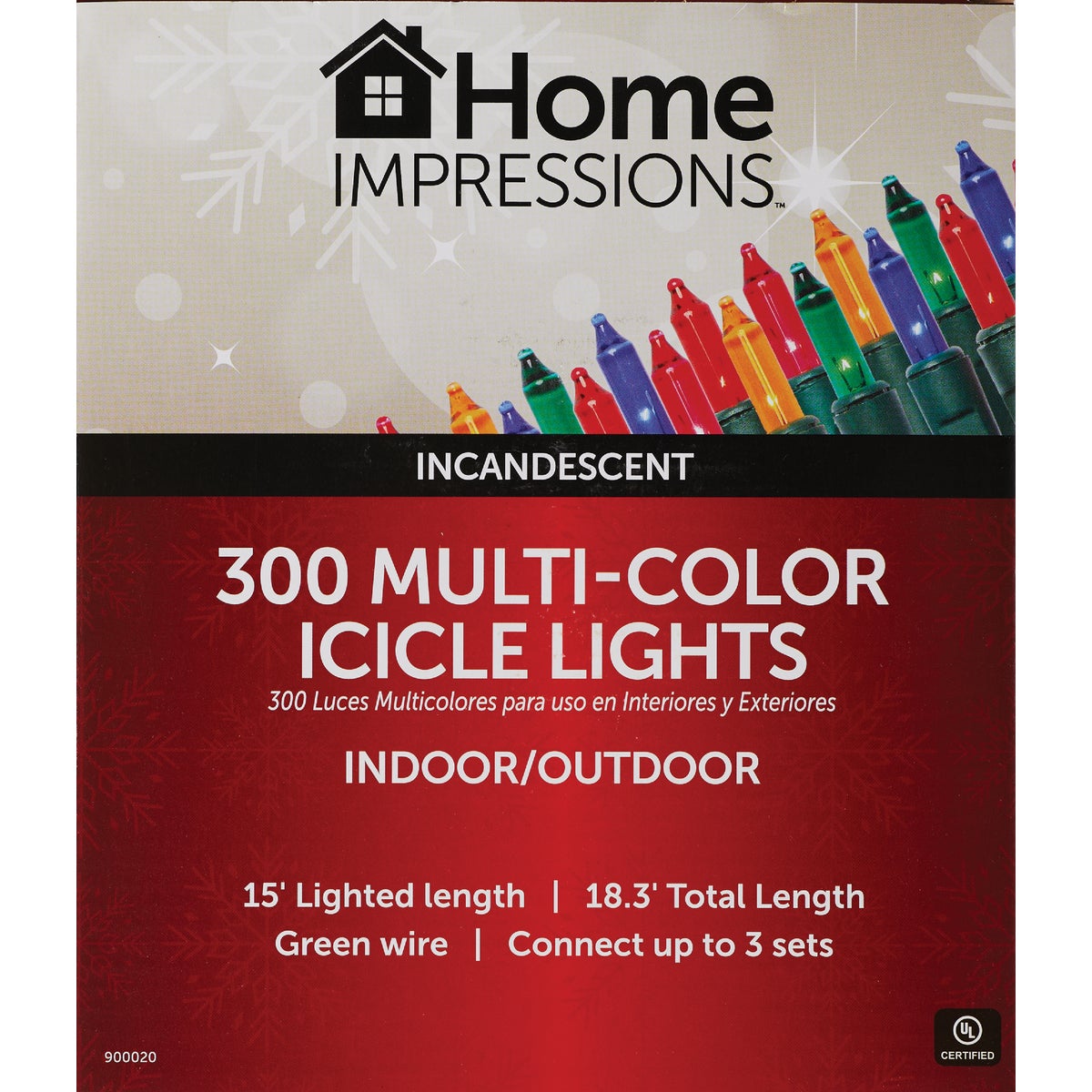 Home Impressions Multi 300-Bulb Mini
Incandescent Icicle Light Set with
Green Wire Image 2