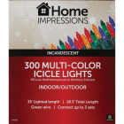 Home Impressions Multi 300-Bulb Mini
Incandescent Icicle Light Set with
Green Wire Image 2