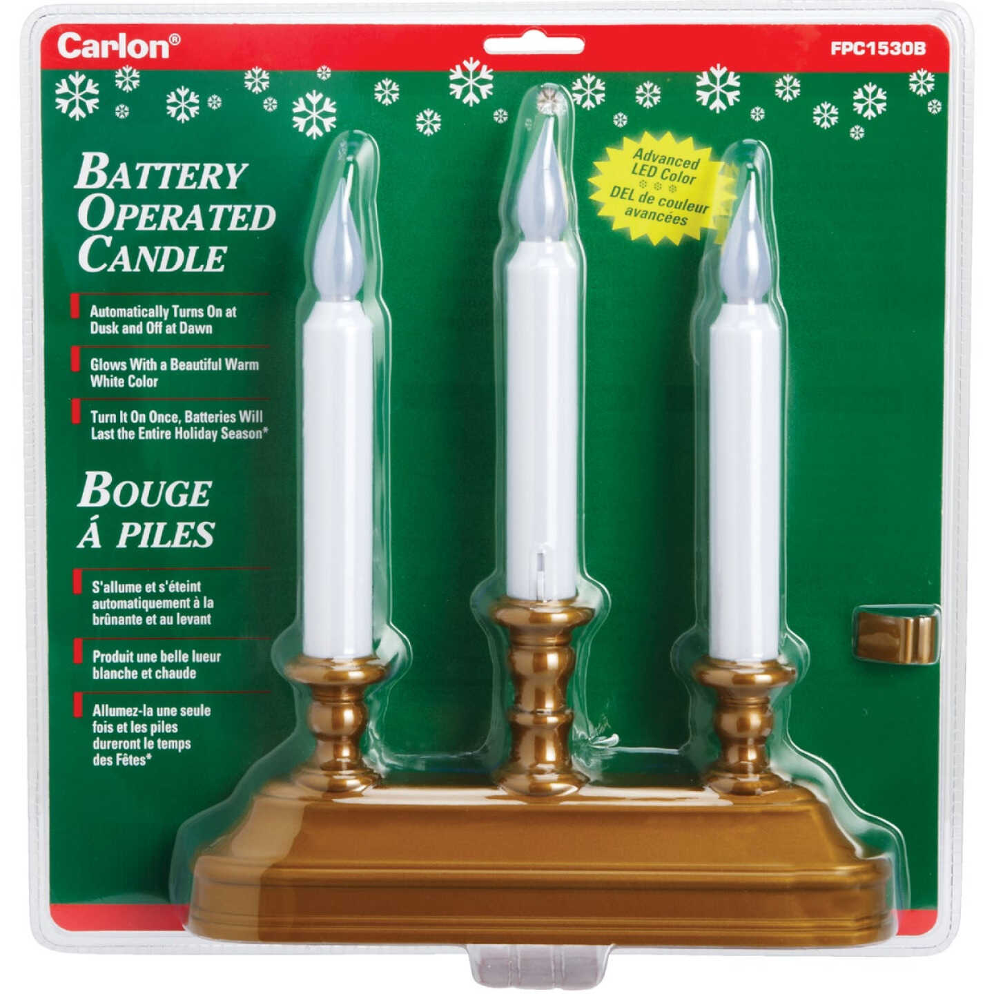 Xodus 9 In. W. x 10.25 In. H. x 2 In. D Antique Brass LED Candelabra Battery Operated Candle Image 2